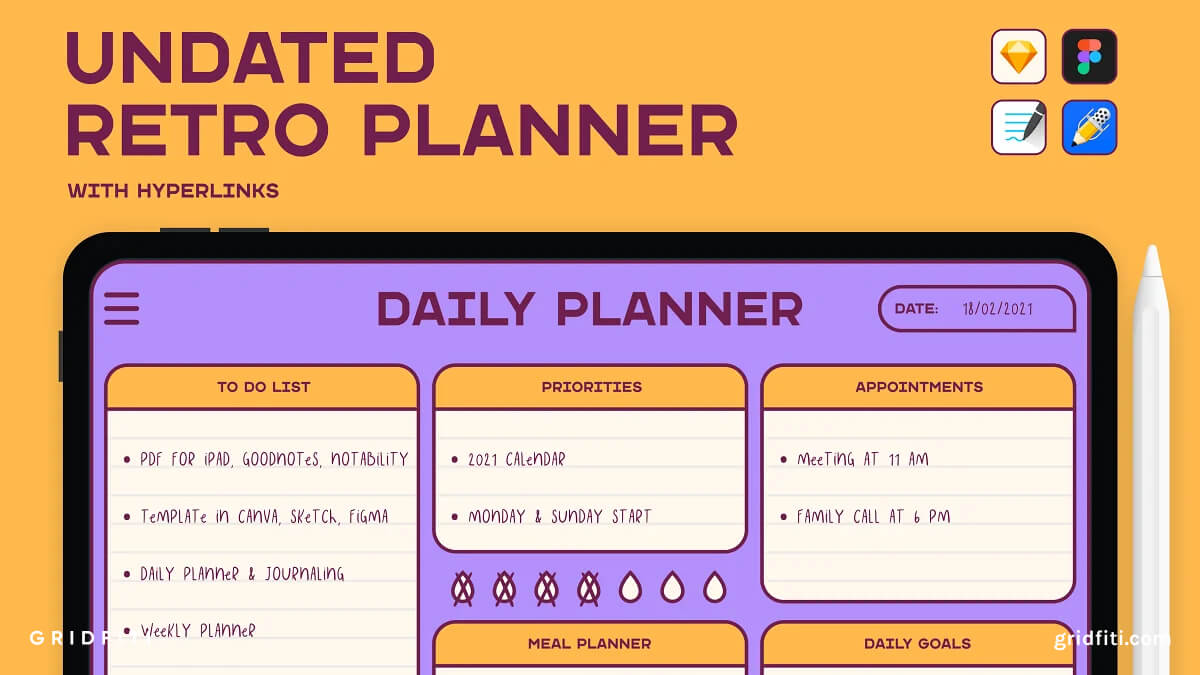 Undated Retro Planner for GoodNotes