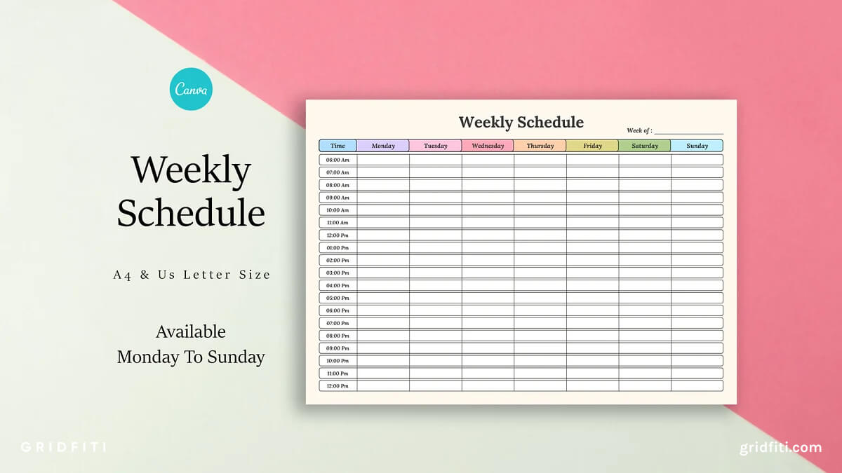 GoodNotes Weekly Schedule Template