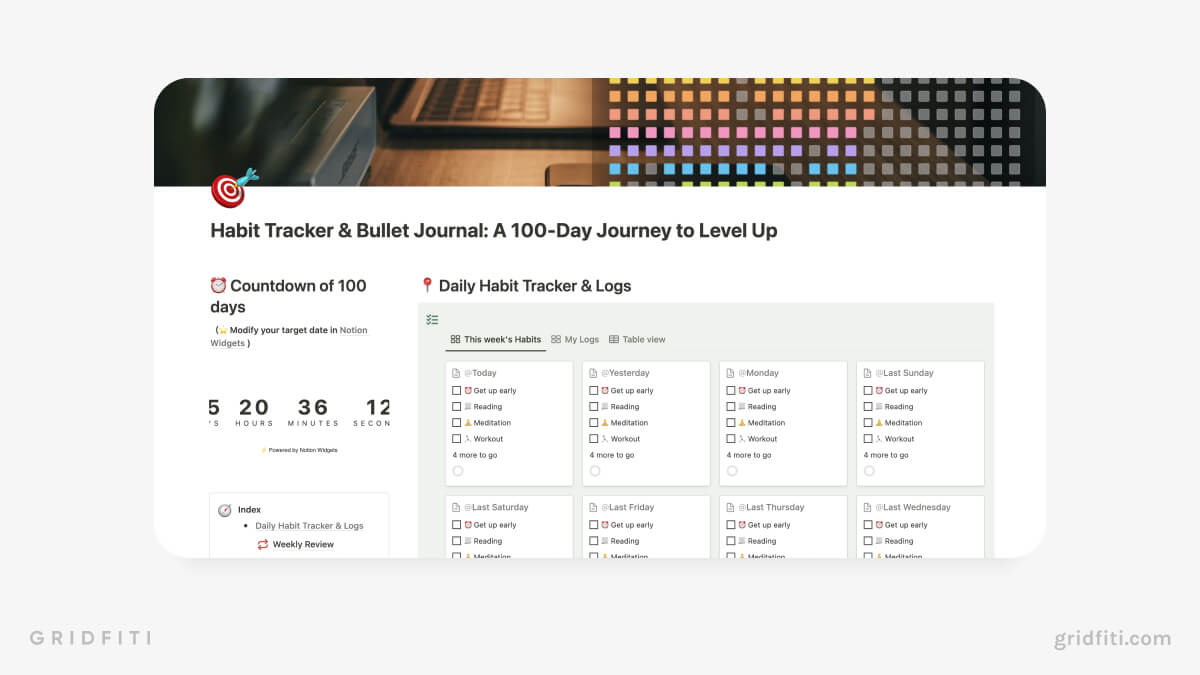 Free Habit Tracking & Bullet Journaling Template