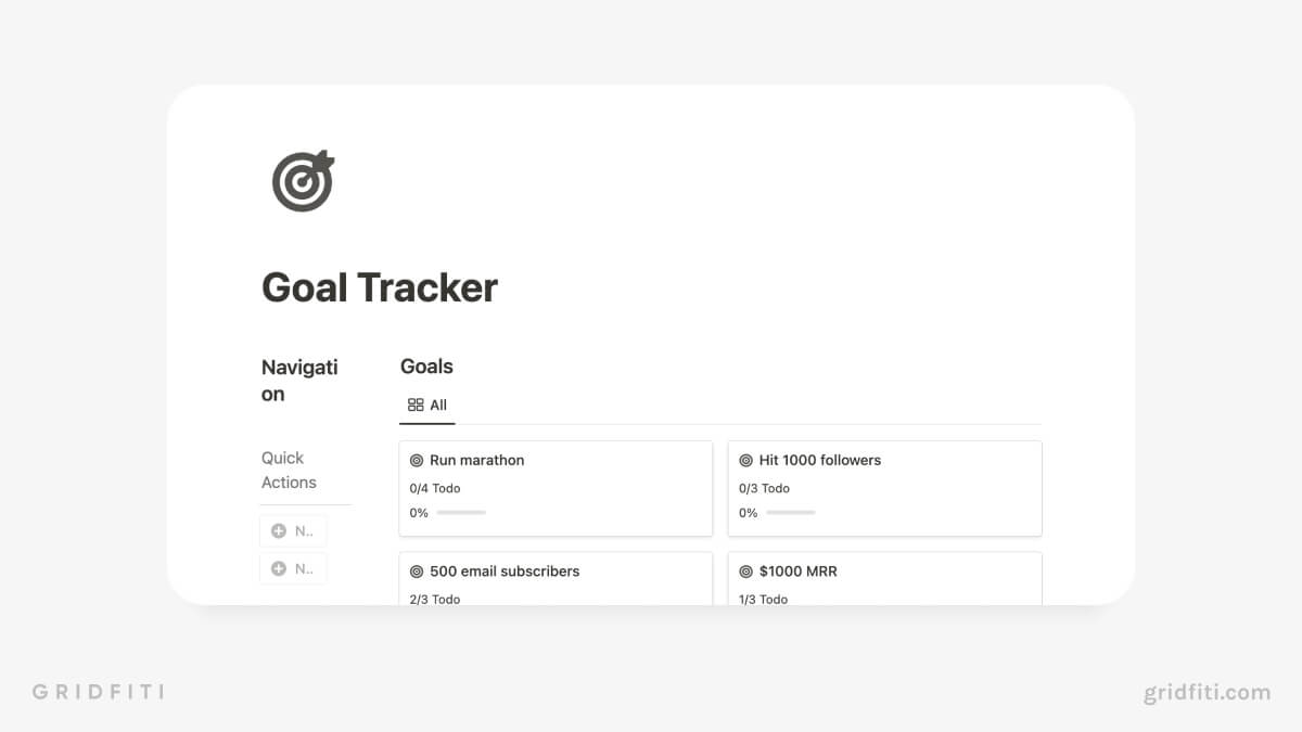 Free Notion Goal Tracker