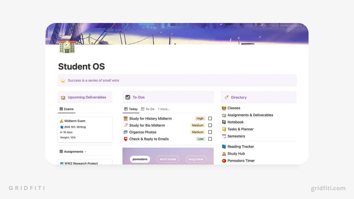 Notion Student OS with Assignment Tracker