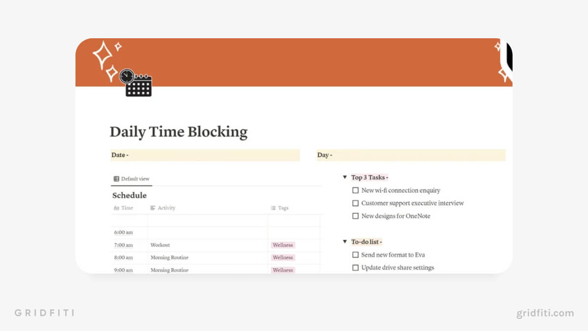 Aesthetic Daily Time Blocking Notion Template