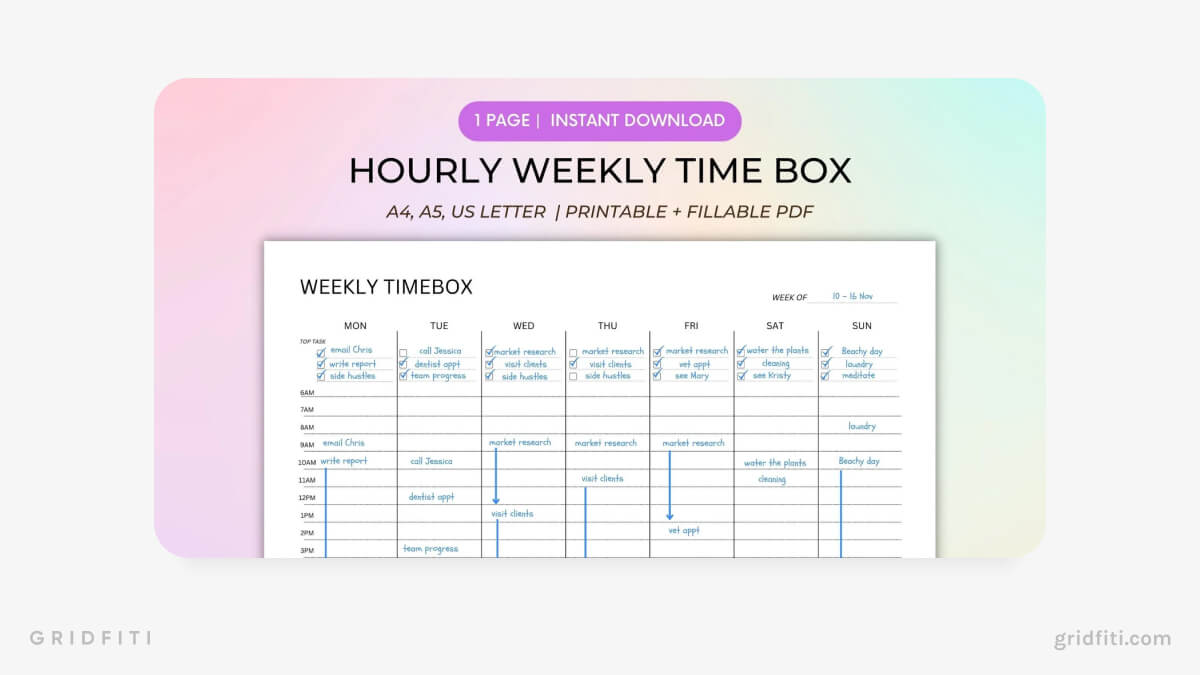 Hourly & Weekly Time Box Template
