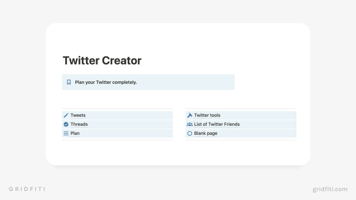 Notion Twitter Content Creation Hub