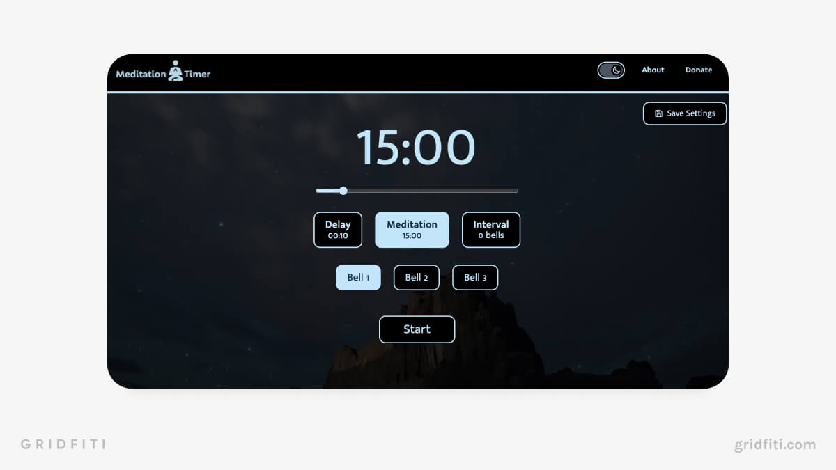 Meditation Timer with Light & Dark Mode