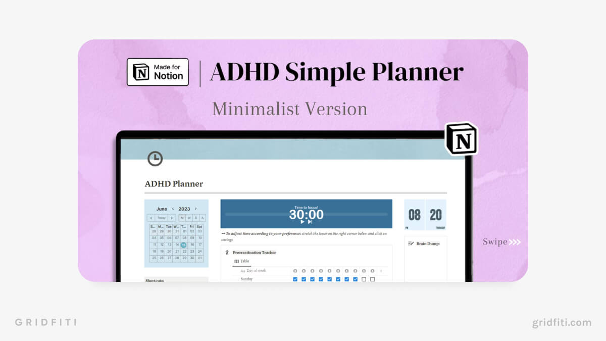 ADHD Notion Planner with Google Calendar Integration