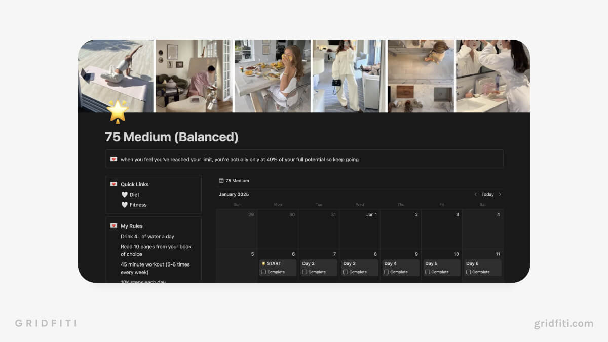 75 Medium Challenge Calendar Tracker