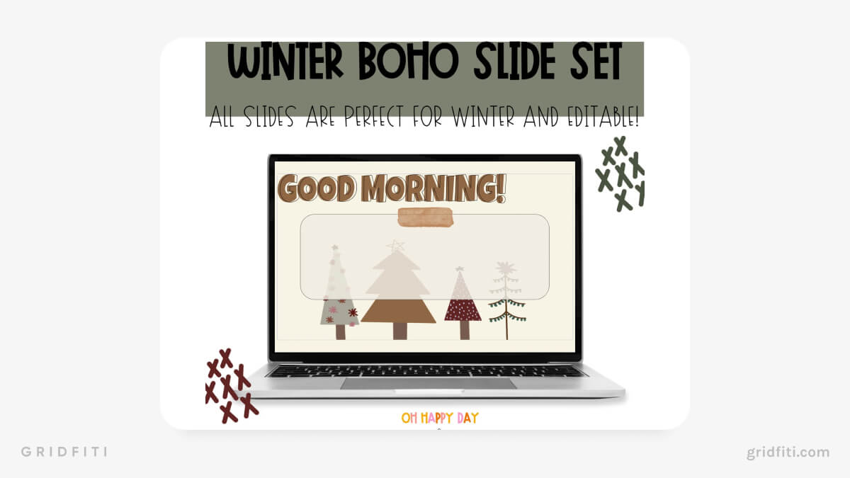 Winter Boho Slides Set