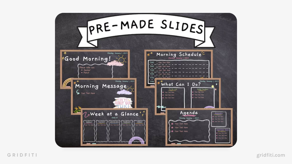 Chalkboard Themed Daily Slides