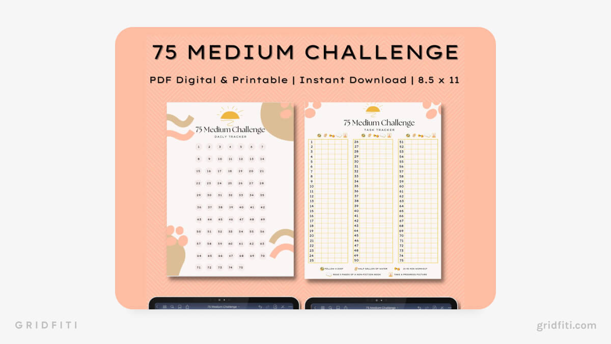 Aesthetic 75 Medium Challenge Template Bundle