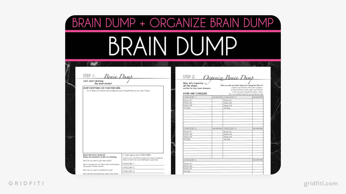 Printable Brain Dump Template