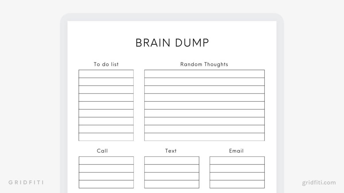 Brain Dump & Thought Organizer Worksheet