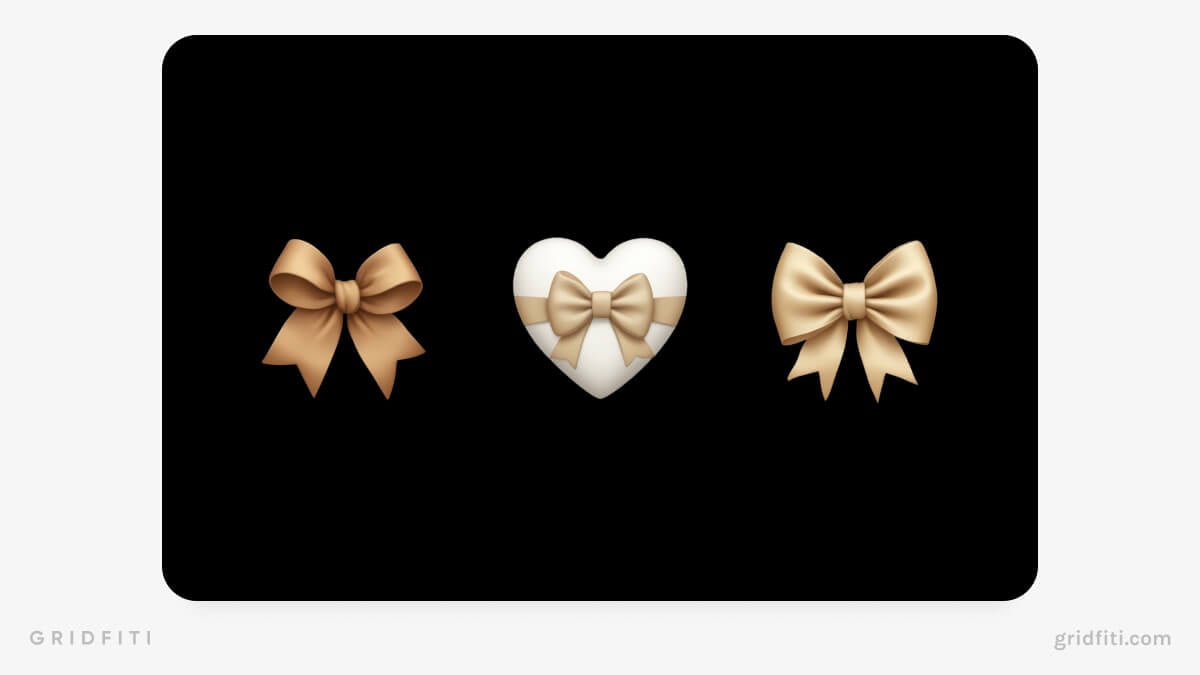 Beige Bows & Hearts Emoji Stickers