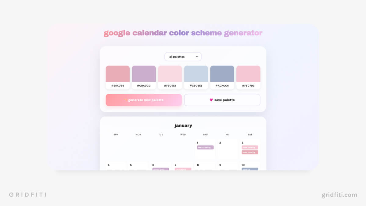 Google Calendar HEX Code Generator